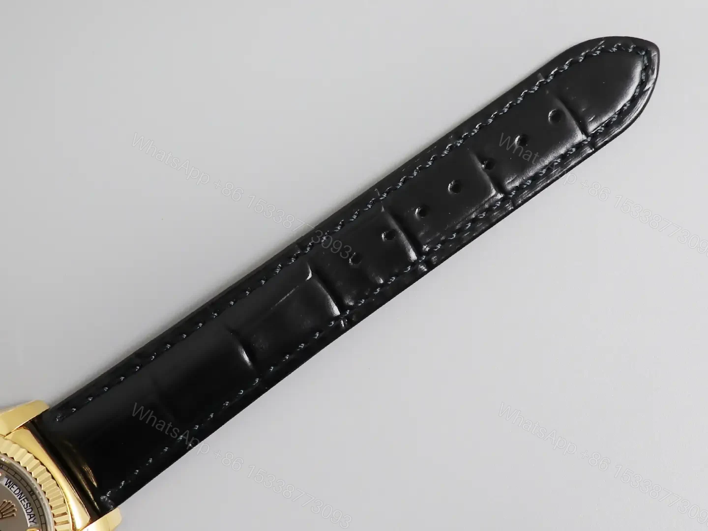 View 6 of Fake Rolex Day-Date Champagne Diamond Premium Leather Strap 36MM ROLEX-DD36-CHAMP-DIA