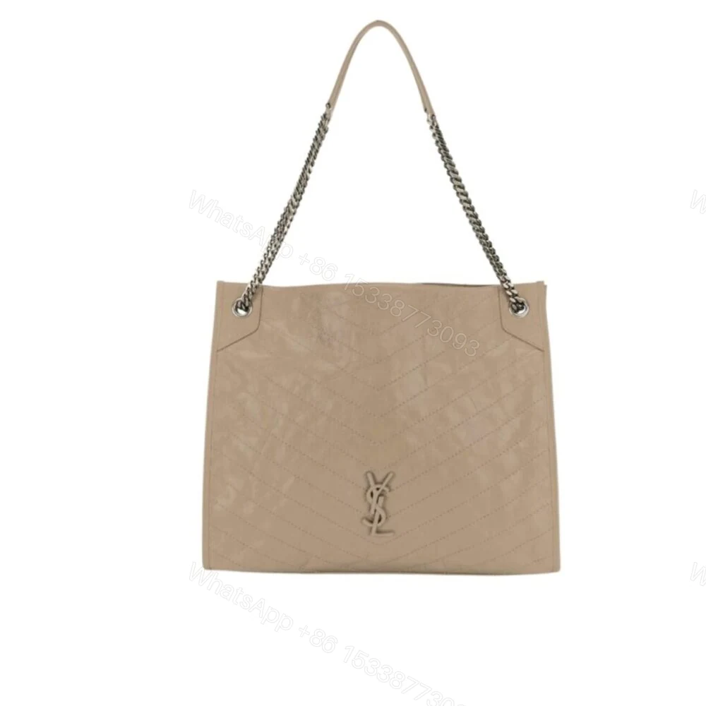 Saint Laurent Niki Crinkled Effect Shopping Tote Bag Khaki 35Cm — view 1