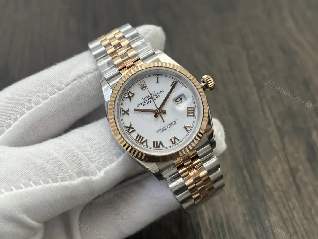 View 2 of Rolex Datejust 36 Stainless Steel Yellow Gold Fluted White Roman Jubilee 126233-0029