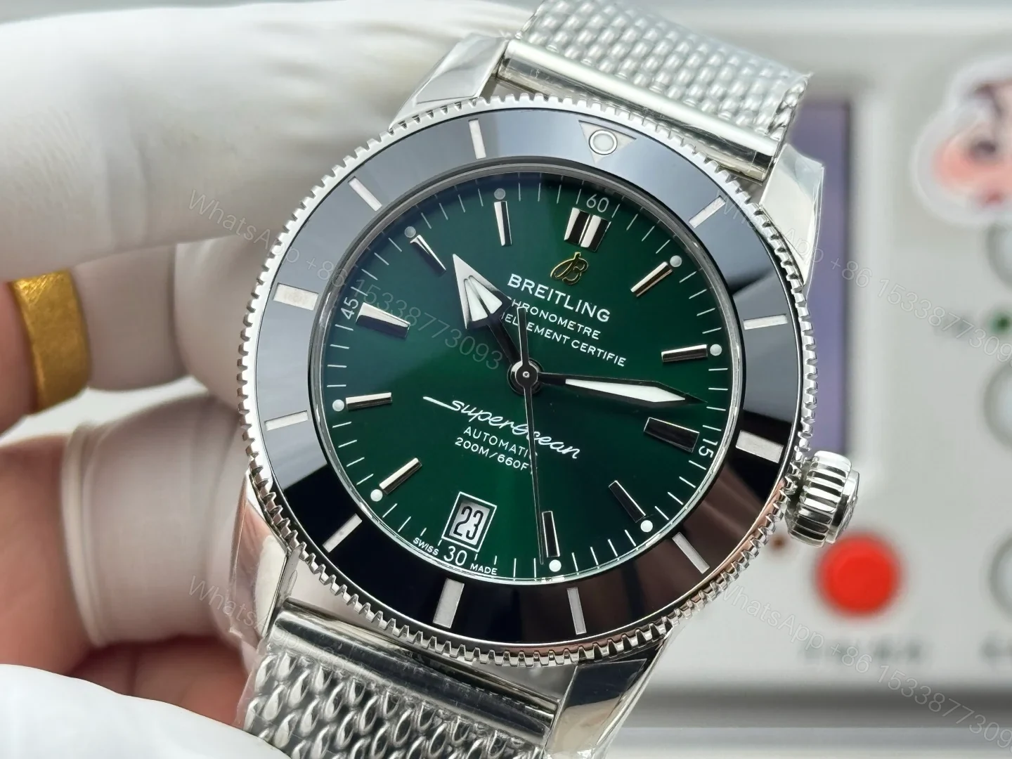 View 5 of Breitling Superocean Heritage II 42 Stainless Steel Green Dial Bracelet AB2010121L1A1