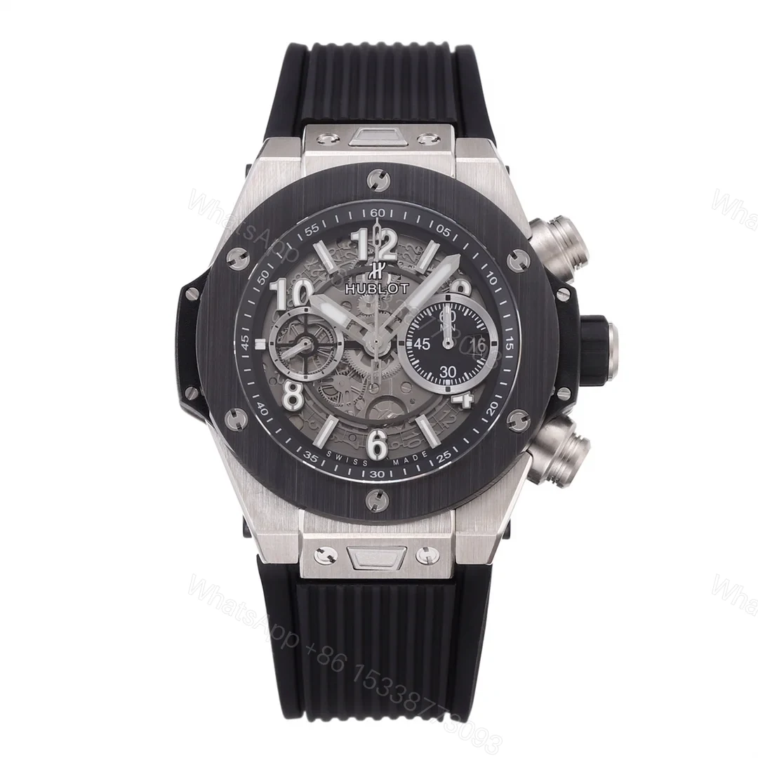 Hublot Big Bang Titanium Replica 44MM Premium Black Bezel Black Rubber Strap Edition RG-HUBLOT-BIGBANG-TITANIUM-44 — view 1
