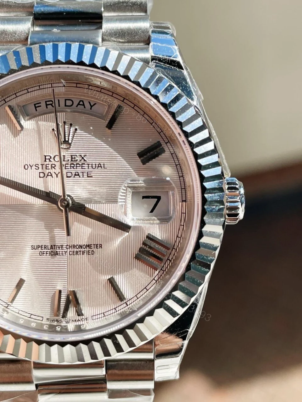 View 5 of EWF Factory SS 1:1 Rolex Day Date II 228239 Best Edition White Textured Dial A3255