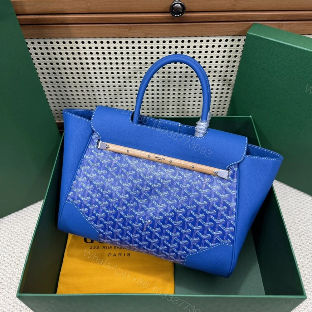 View 2 of 高仿Goyard*SAIGOC9手提托特包雙拼藍色大號免檢版