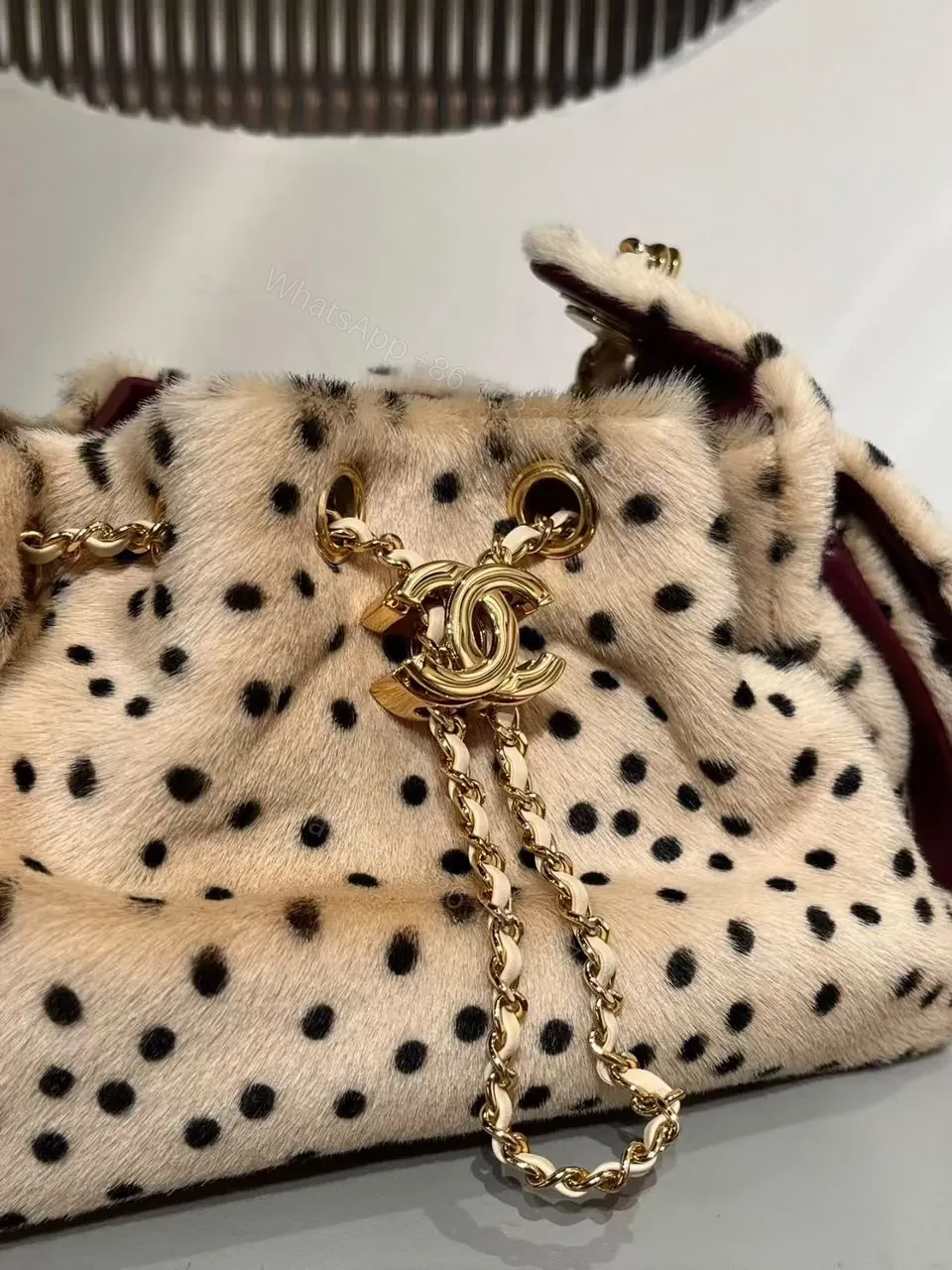 View 5 of Chanel Pony Hair Mini Chanel 25 Handbag Beige Black