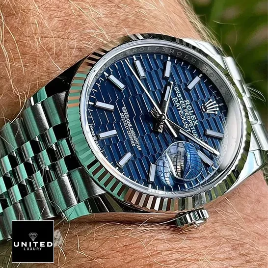 View 8 of Rolex Datejust Steel Automatic 126234 Blue Dial Jubilee Replica