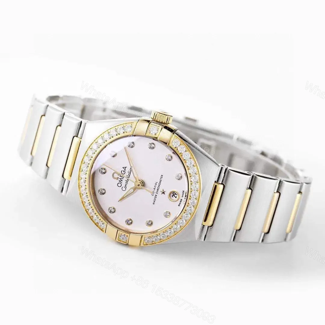 View 7 of Omega Constellation 29mm Women’s Watch V6 Version Two-Tone Stainless Steel and Gold with Diamond Bezel White Dial Sapphire Crystal Glass