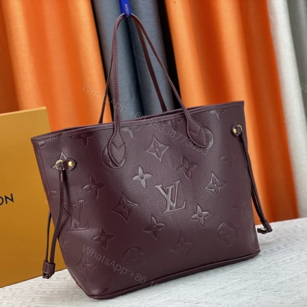 View 4 of Louis Vuitton Neverfull MM Monogram Empreint Wine Red 31Cm M46599