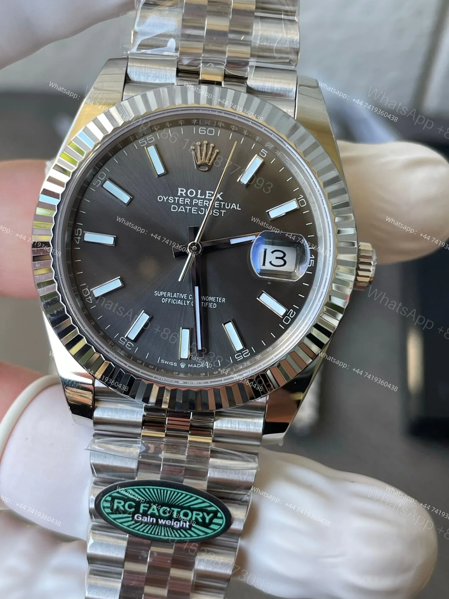 View 6 of Rolex Datejust M126334-0014 1:1 Replica Grey Dial Jubilee 41MM 3235 Movement Super Clone Watch