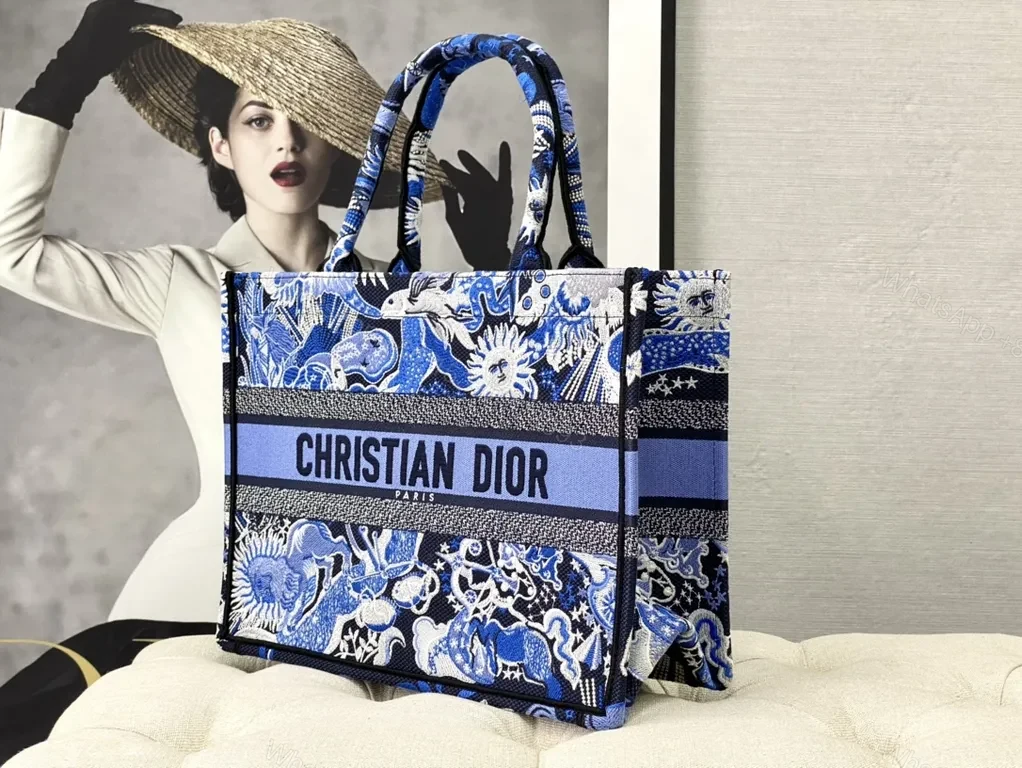View 2 of Bold Blue Dior Tapestry Tote â€“ Luxe, Practical Carryall