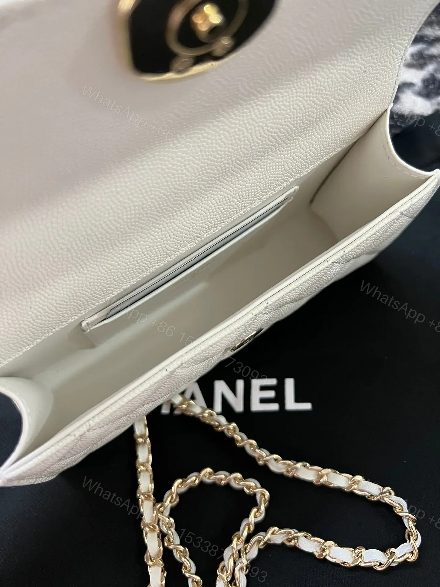 View 7 of CHANEL KELLY 23P CLUTCH WITH CHAIN GOLD HARDWARE