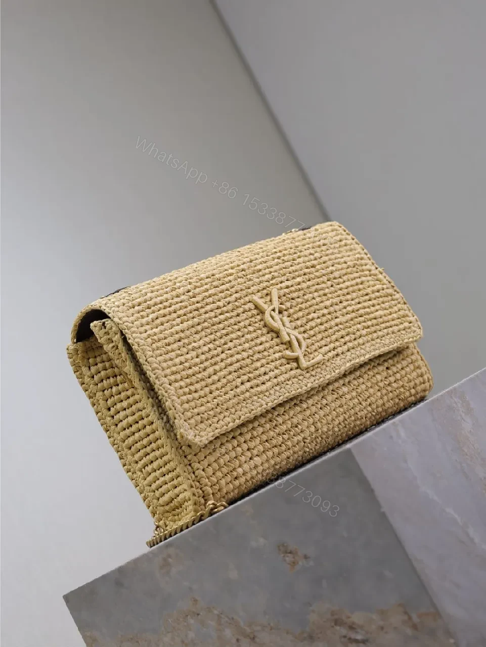 View 8 of Natural Straw Bag, Woven, Modern Chic, Monogram Accent + Shoulder Bag