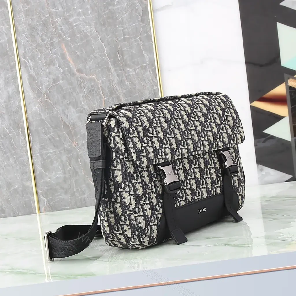 View 6 of Monogram Textured Messenger Bag: Modern Luxury Carryall