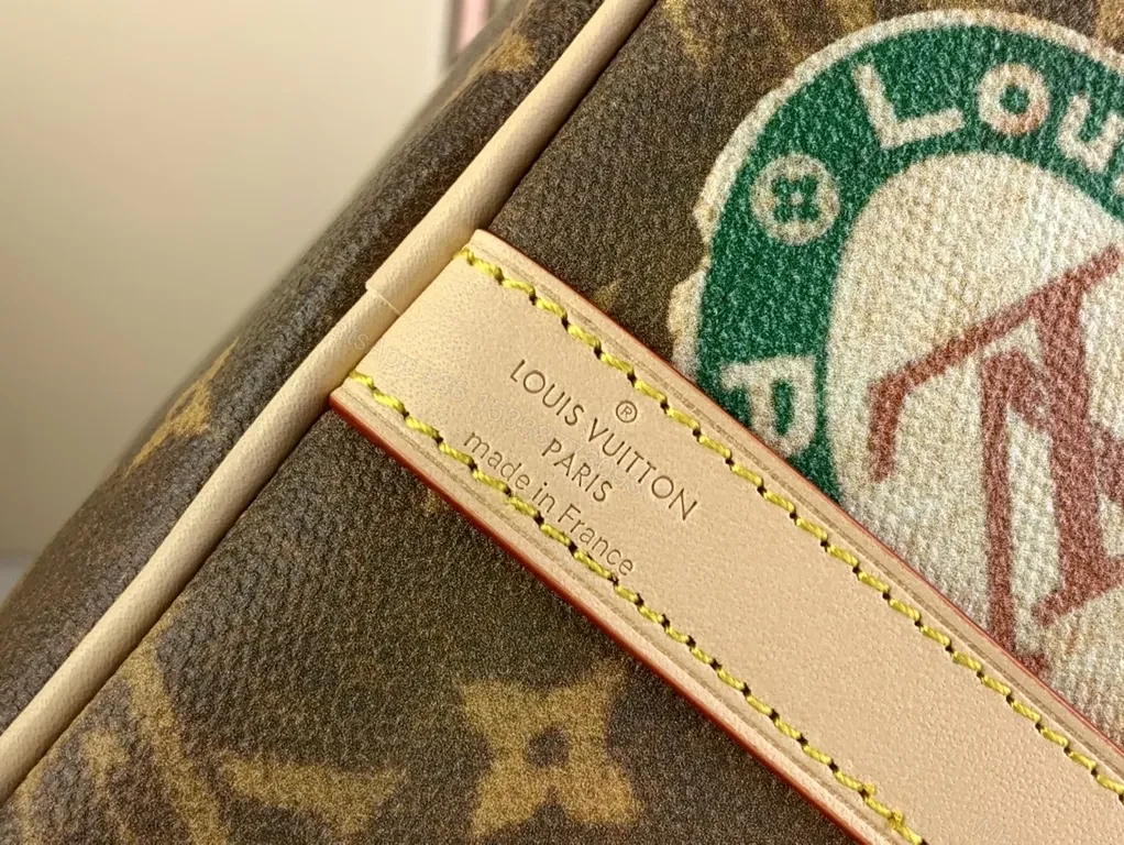View 7 of Bold LV-Inspired Patch Satchel - Travel-Ready Satchel