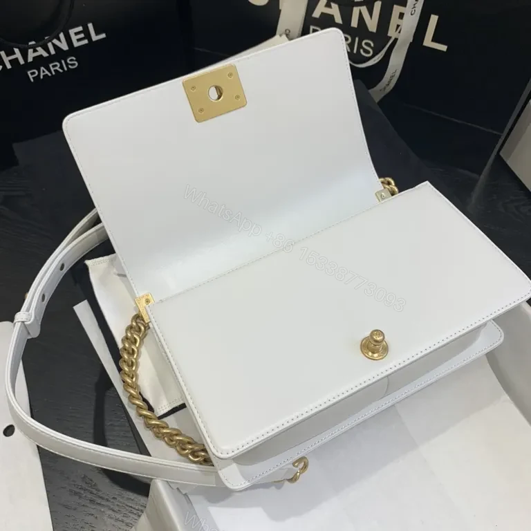 View 6 of Chanel-Style Quilted White Leather Bag: Modern Luxury