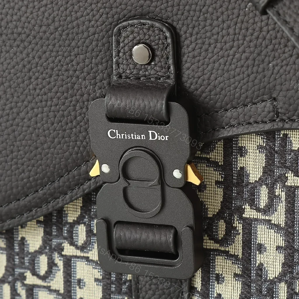 View 8 of Texture-Black Leather & Canvas Crossbody with Monogram Pattern, Compact, Everyday Luxury Bag