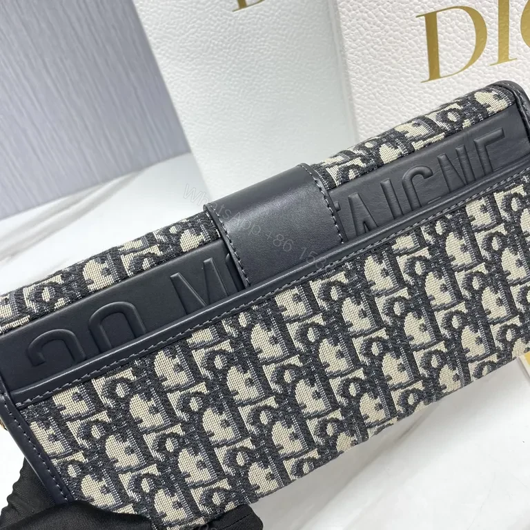View 7 of Navy Monogram Tote: Dior-Inspired Gold-Accented Bag