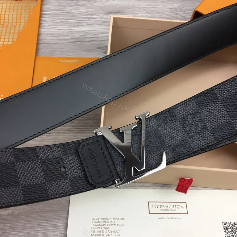 View 4 of Damier Graphite LV Belt: Luxury Black, Signature Buckle, Everyday Style