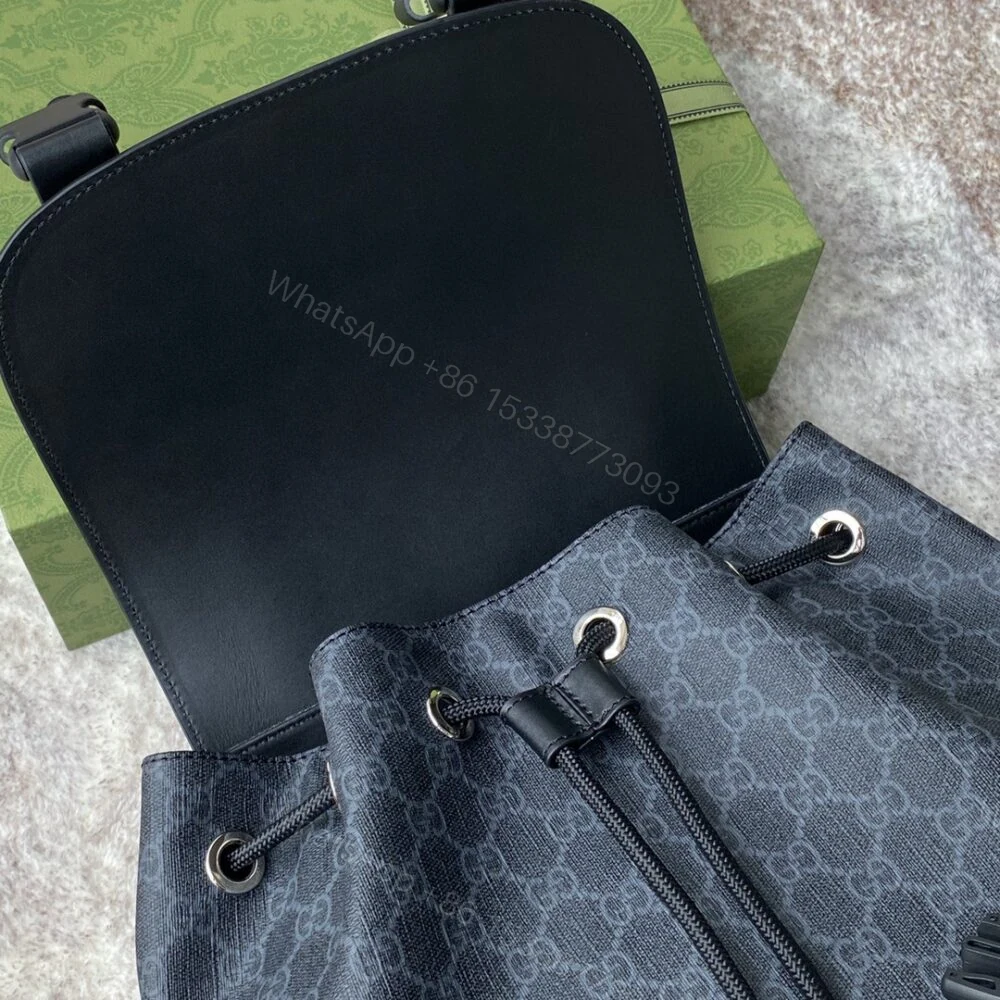 View 8 of Gucci Soft GG Supreme Black Backpack with Blue & Red Web 42cm 495563 K9R8X 1071