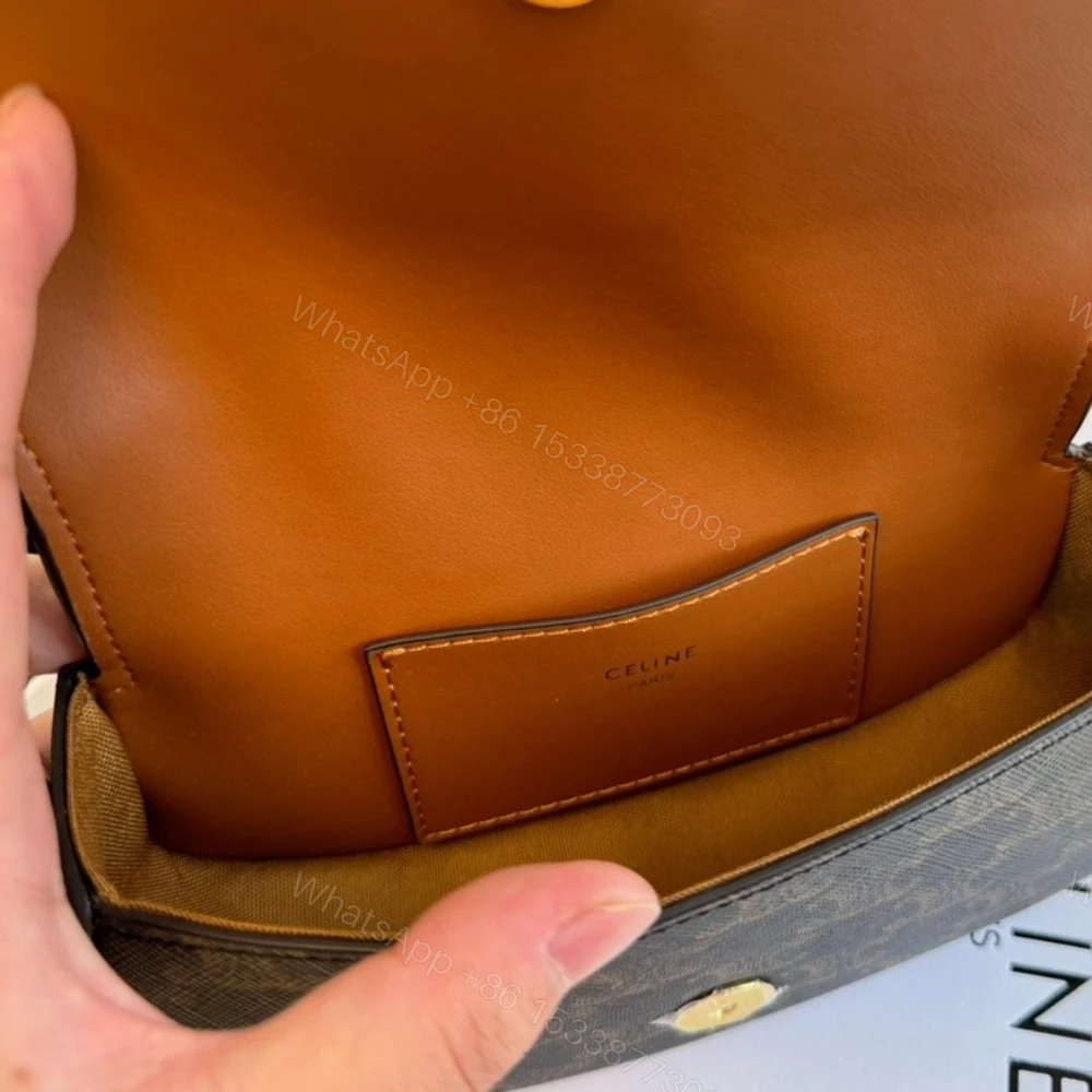 View 8 of CELINE CLUTCH ON STRAP TABOU IN TRIOMPHE CANVAS AND CALFSKIN TAN 20CM 10I592DQ2 04LU