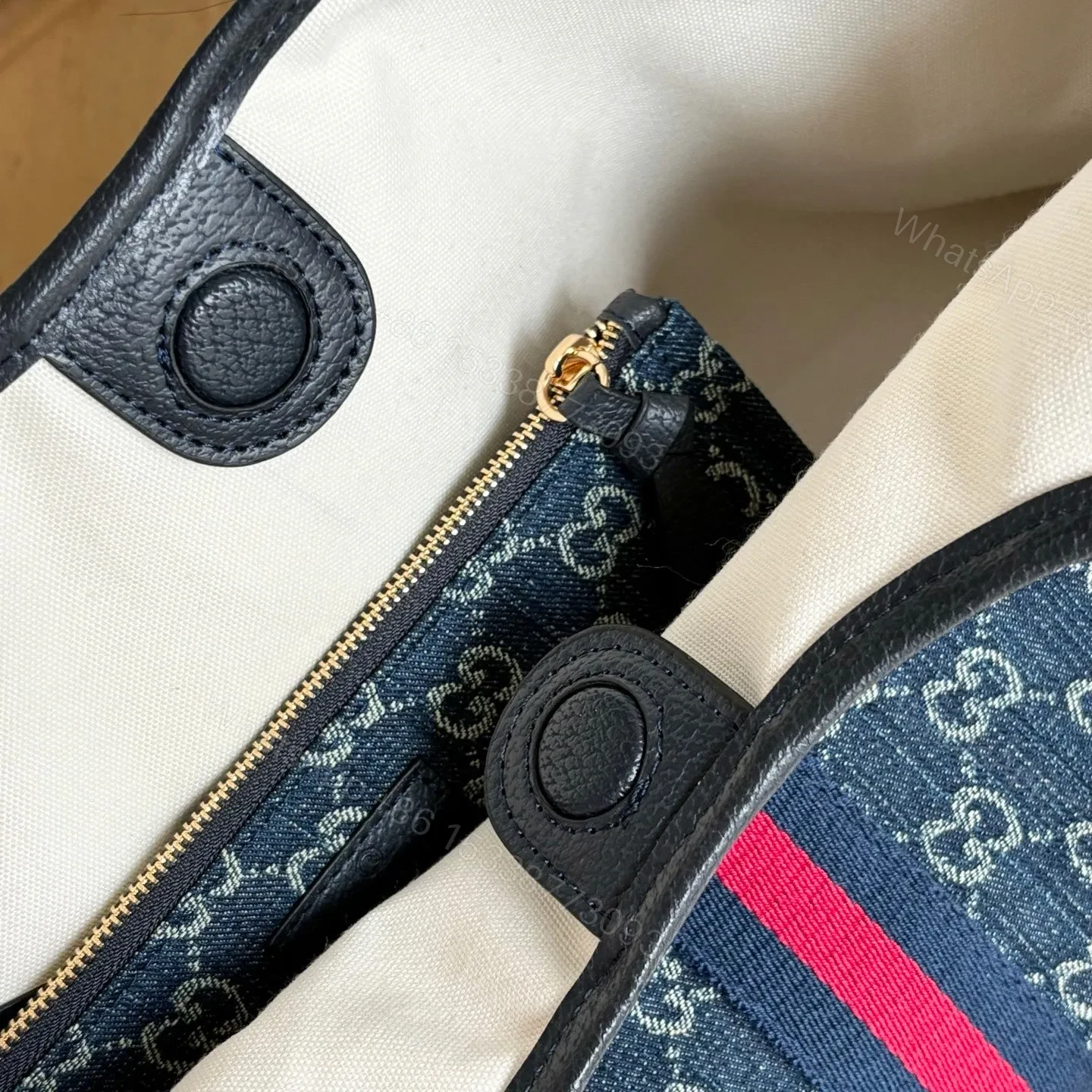 View 7 of Gucci Giglio Tote Blue Top quality 1:1 Replica