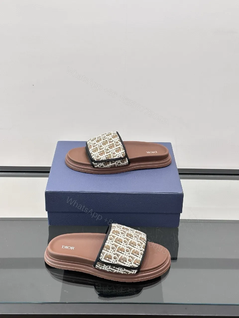 View 7 of Patterned Luxury Slide | Monogram Strap | Cushioned Footbed | All-Day Comfort Slide