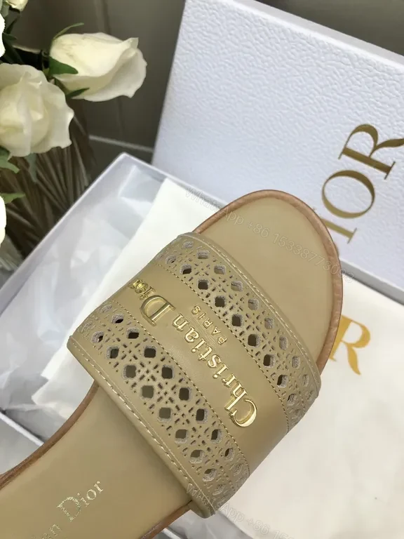 View 3 of Open-Top Luxury Sandals: Premium Leather, Perforated, Dior-Inspired