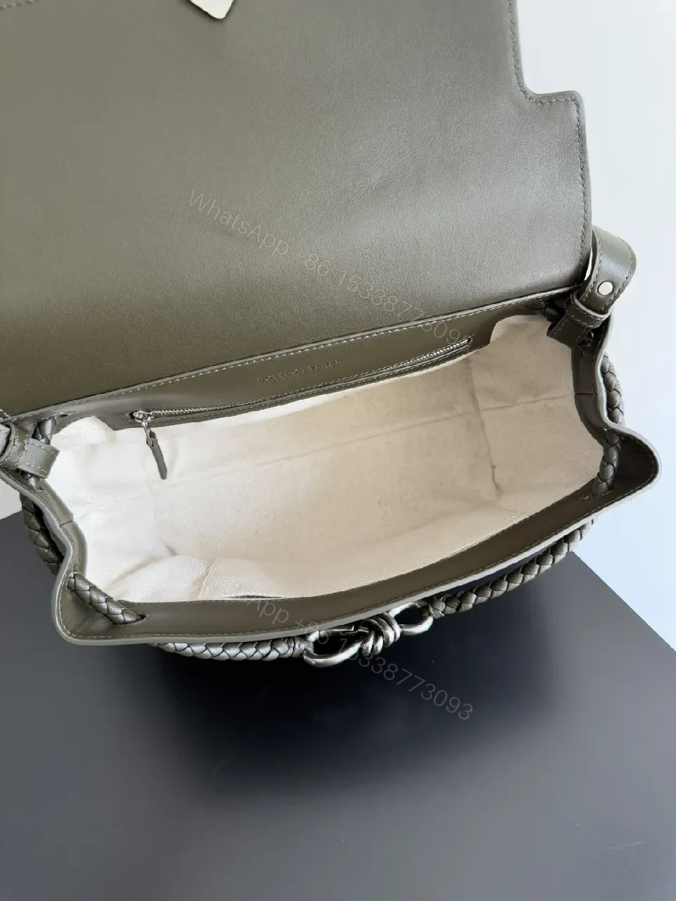 View 5 of Chic Texture Crossbody: Woven Leather, Sculpted Hardware, Compact Style
