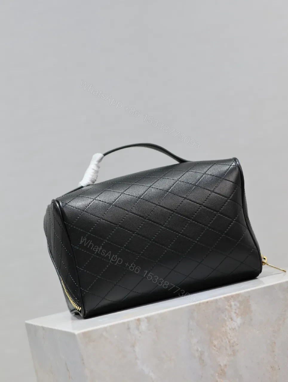 View 7 of Quilted Crossbody, Gold Monogram, Compact Luxe Bag
