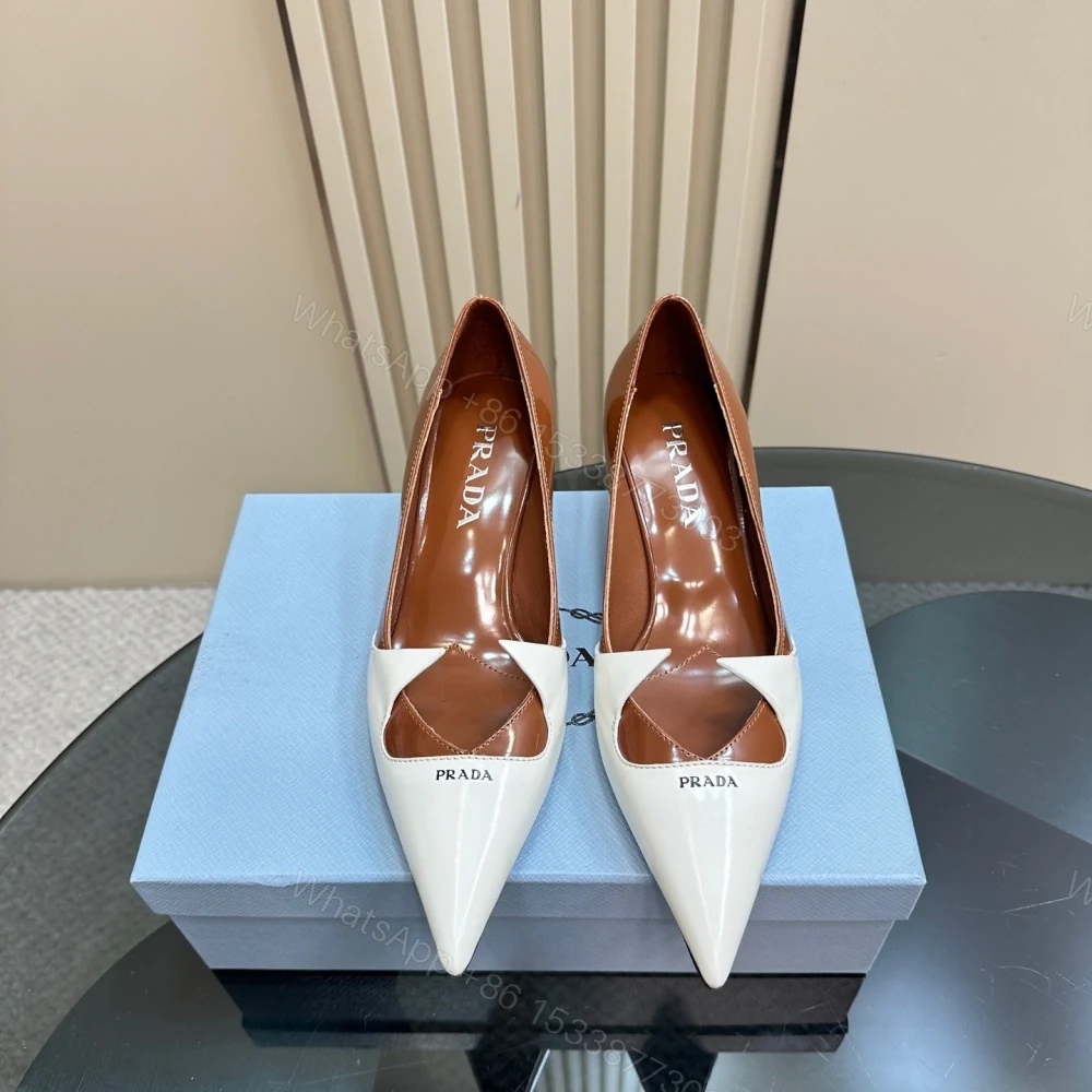 高仿Prada*1I976C尖頭走秀款高踭鞋5.5CM棕色免檢版 — view 1