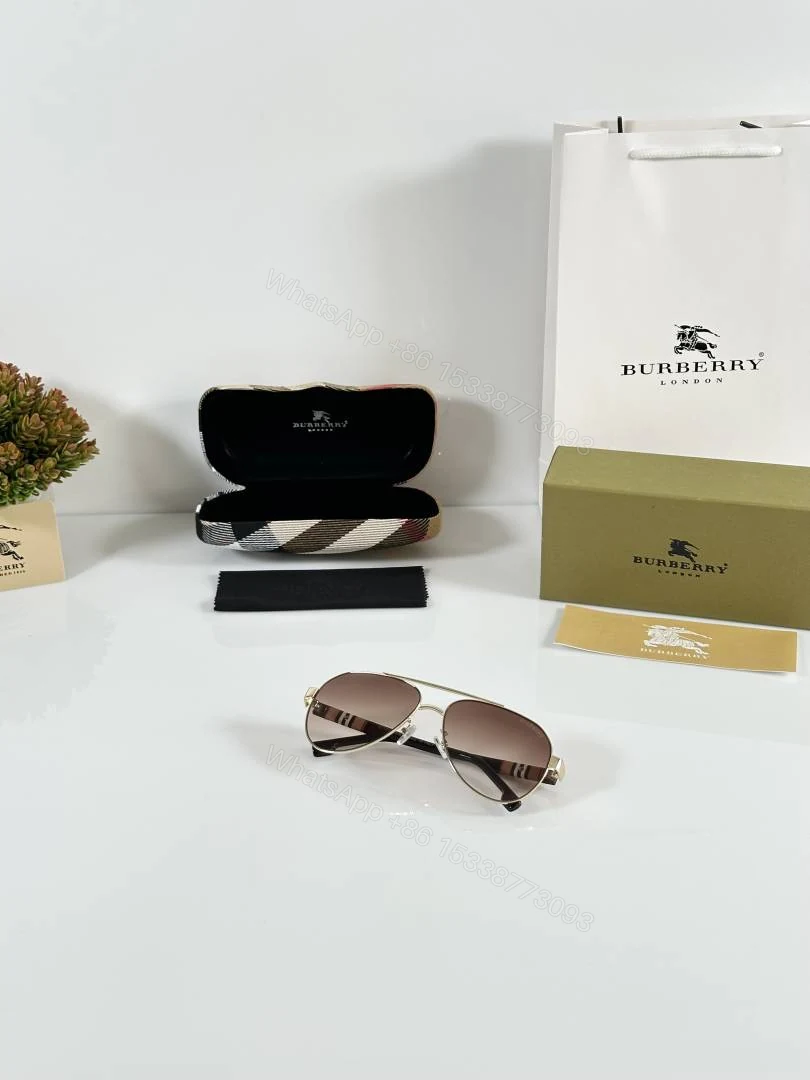 View 4 of First Copy Burberry 2301 Gold Brown Sunglasses