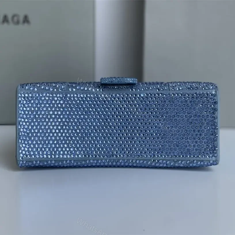 View 6 of 高仿Balenciaga*Hourglass系列沙漏包滿鑽藍色XS