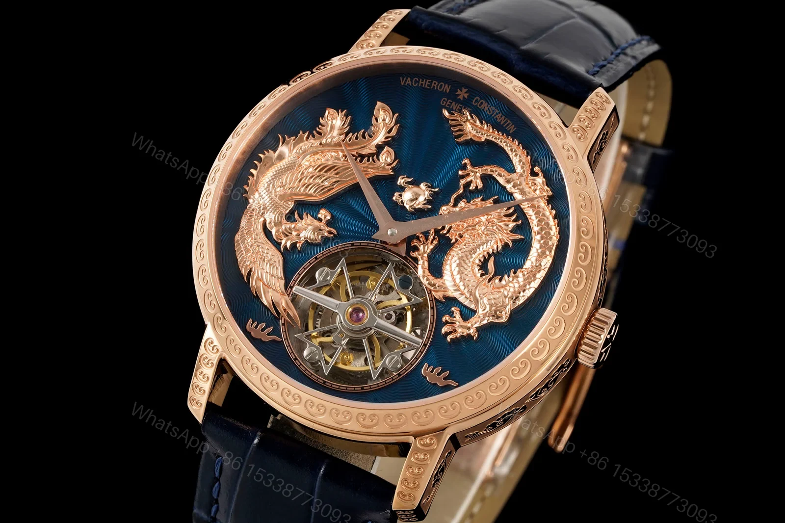 View 2 of Vacheron Constantin Traditionnelle Tourbillon Phoenix and the Dragon Pink Gold Blue Dial 6040T/000R-B960