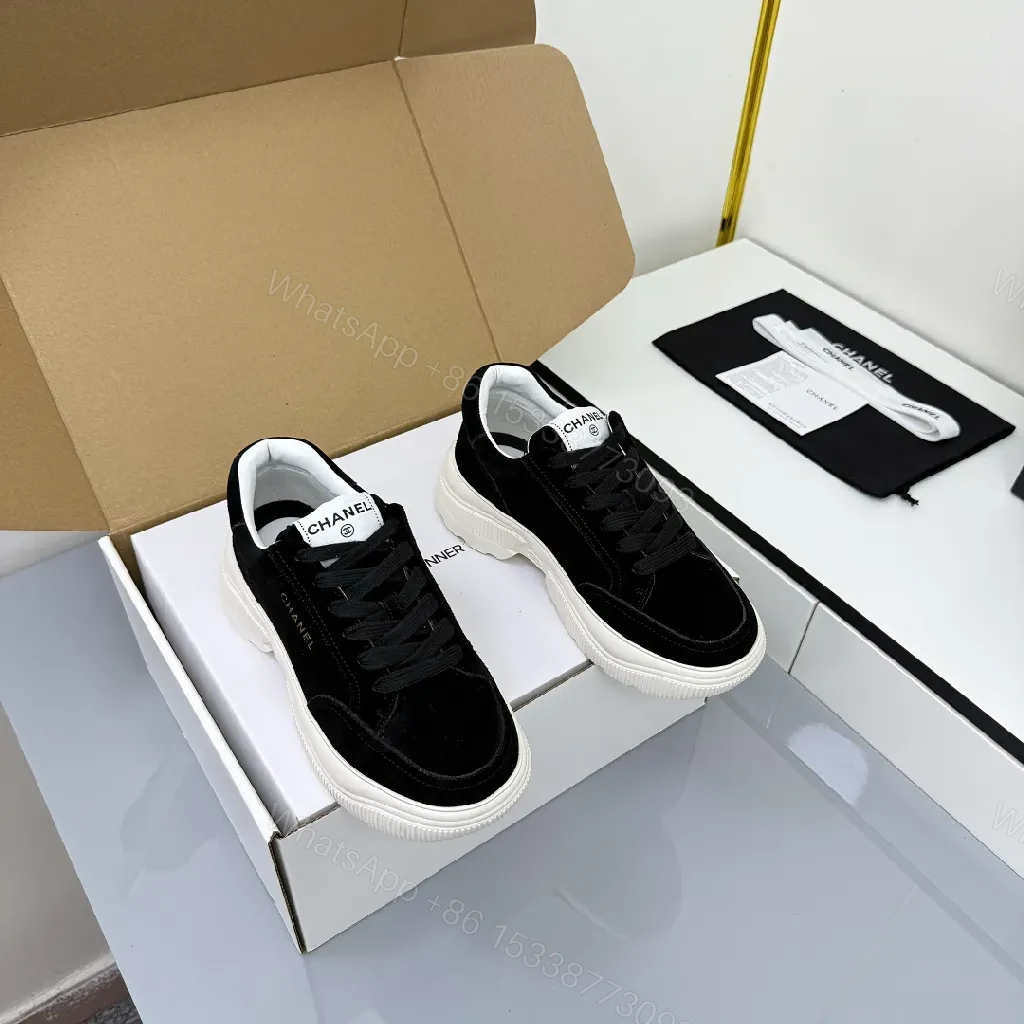 View 4 of Black Suede-White Chunky-Soled Sneaker: Modern Luxury Comfort