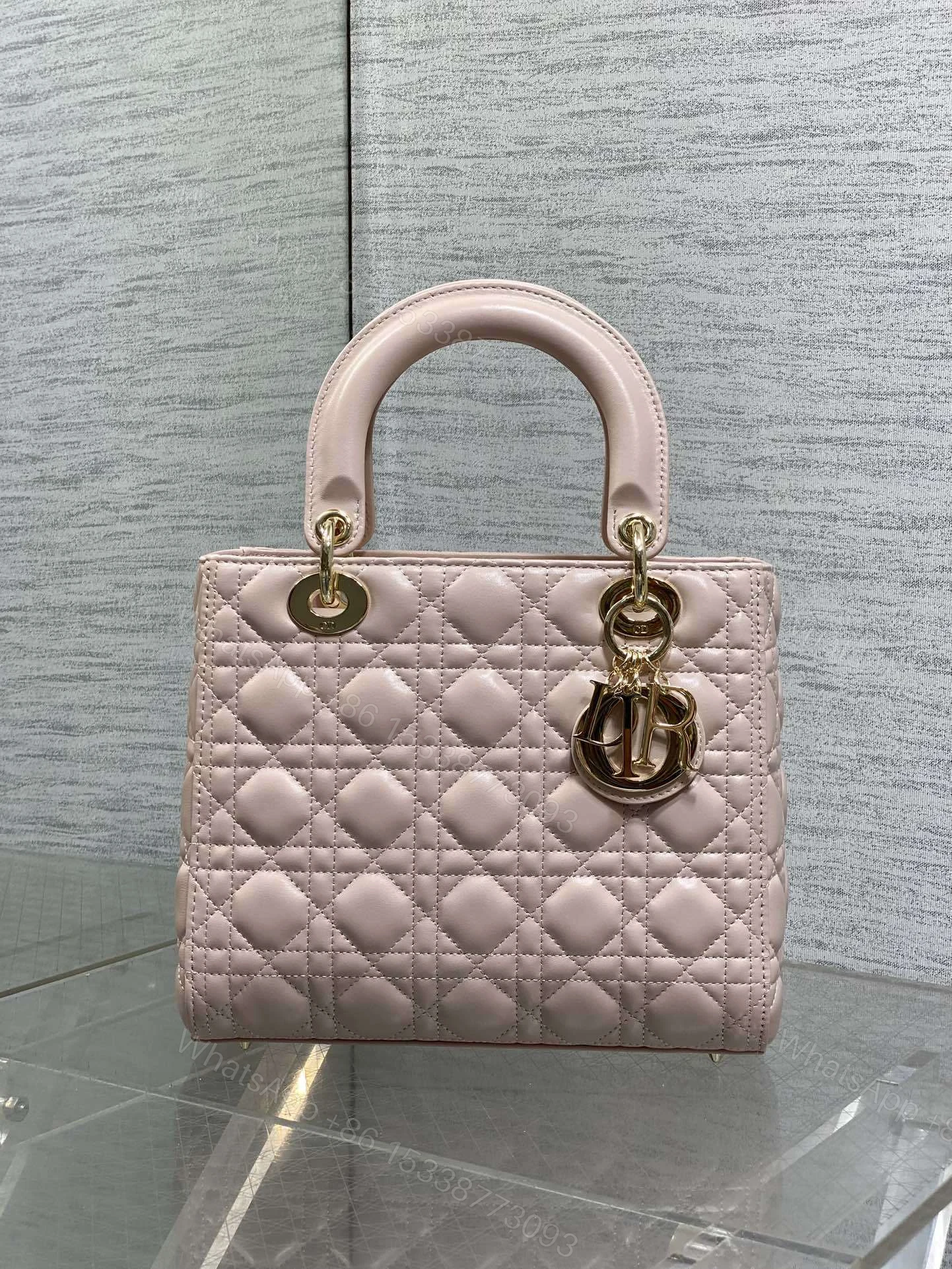 View 2 of Dior Lady Pink with Gold Hardware – Medium