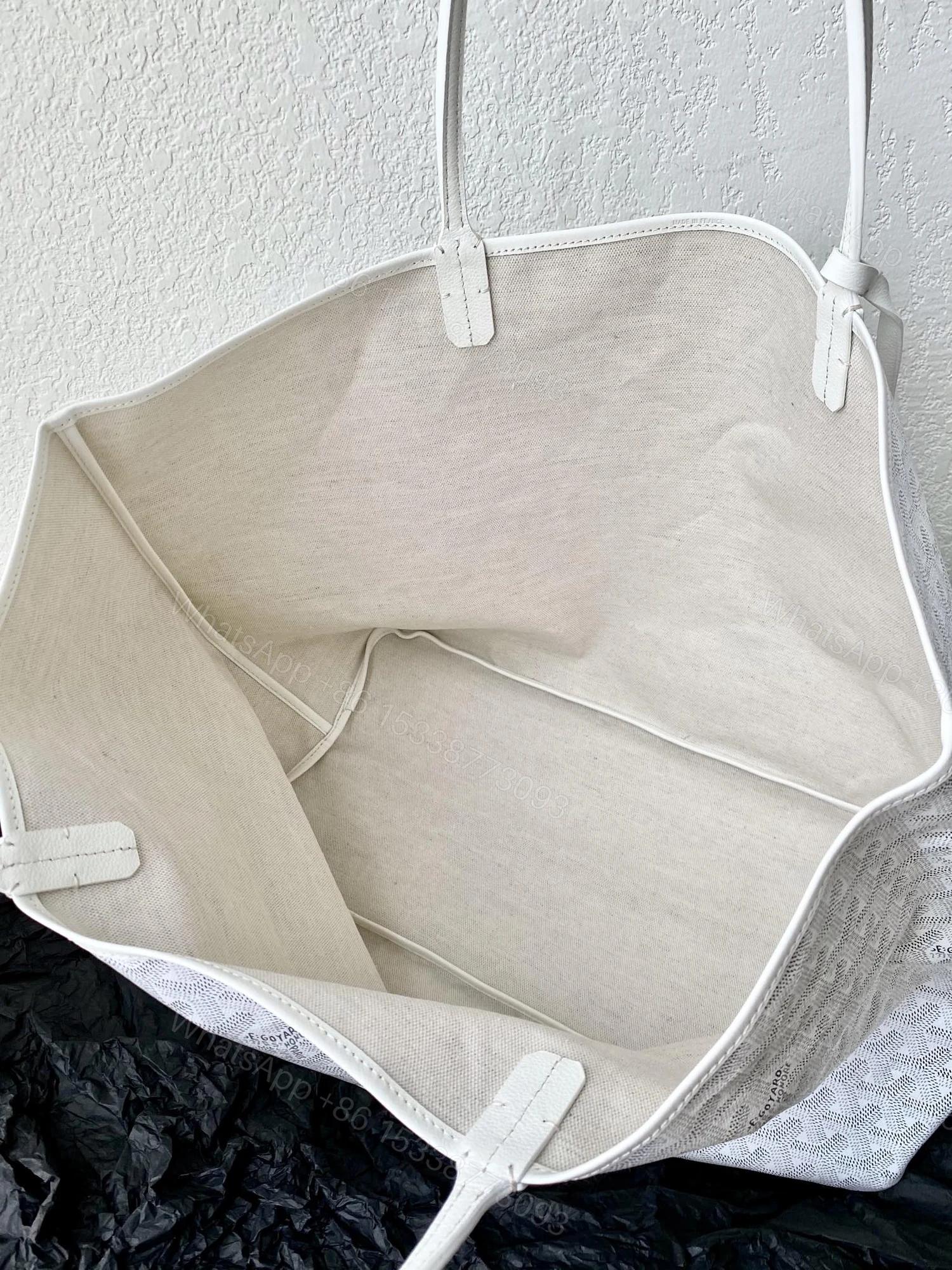 View 5 of Goyard White Goyardine Canvas & Chevroches Calfskin Saint Louis PM Tote
