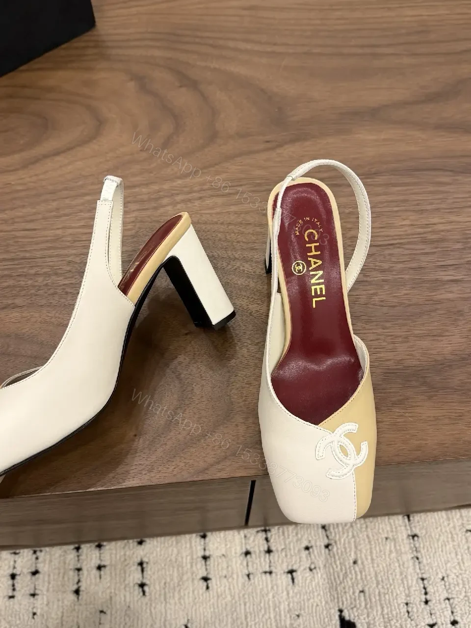 View 2 of Two-Tone Slingbacks: Luxe Leather, Sculpted Heel, Pointed Toe