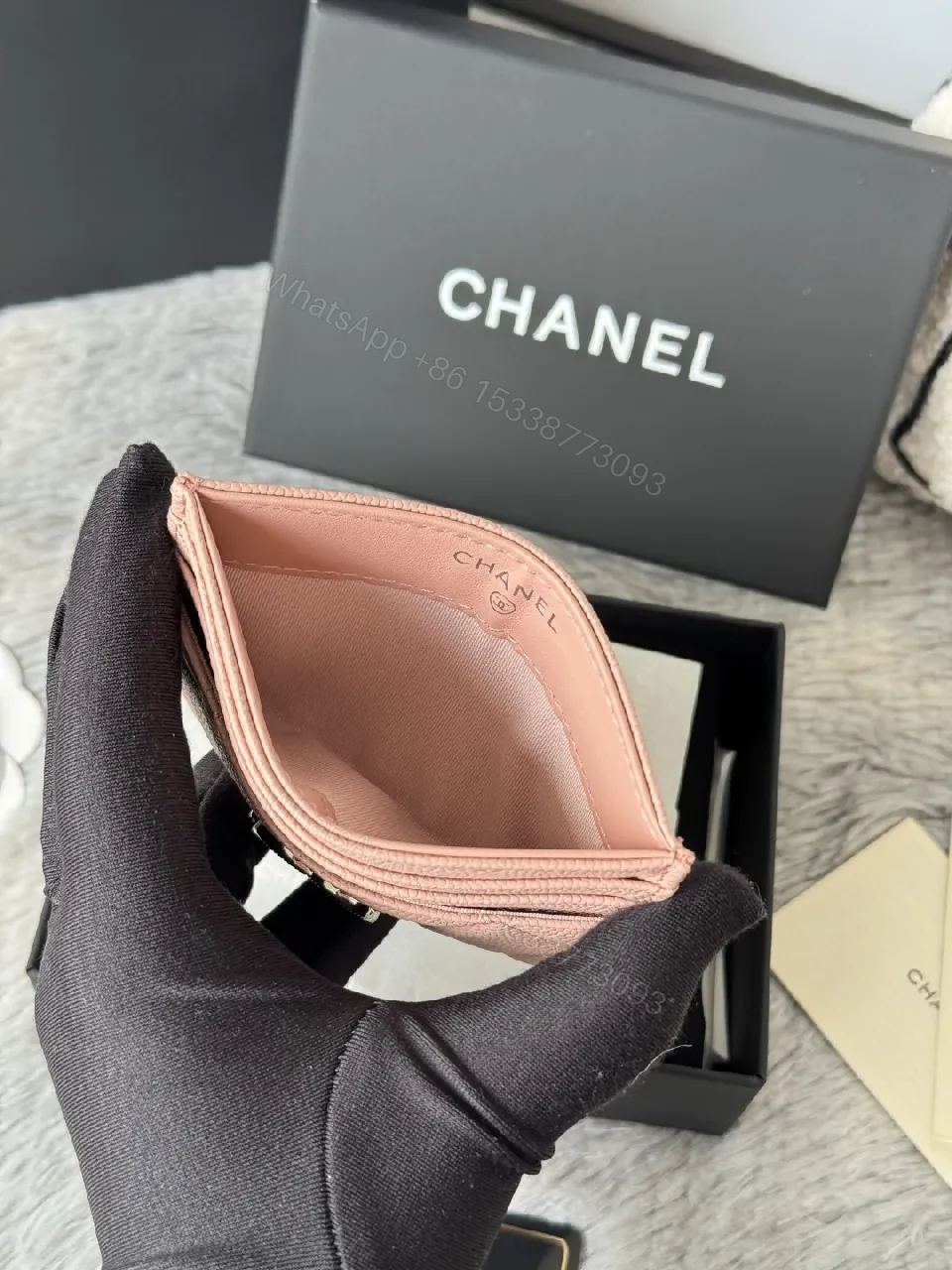 View 4 of Pink Quilted Cardholder: Compact Luxury Leather