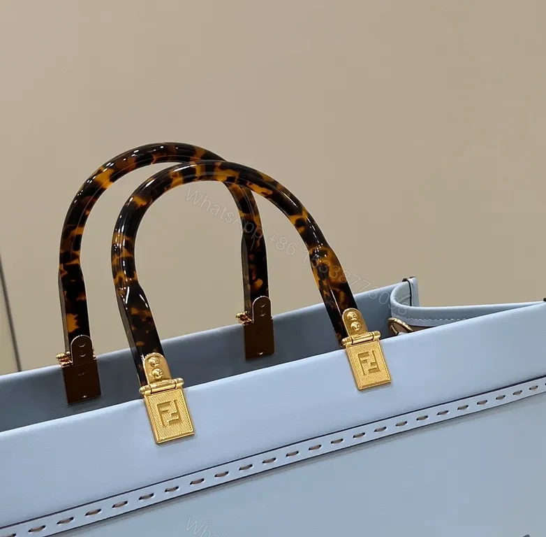 View 2 of Blue Structured Tote â€“ Faux-Fendi Inspired, Gold Hardware, Daily Luxury