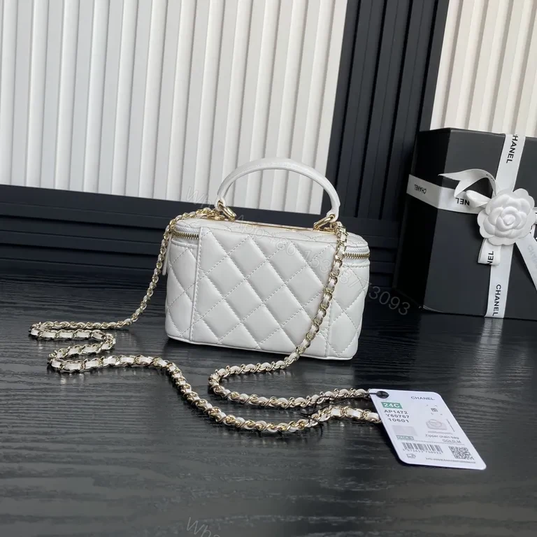 View 6 of Chanel-Inspired Quilted Mini Bag: White, Gold, Luxe Everyday