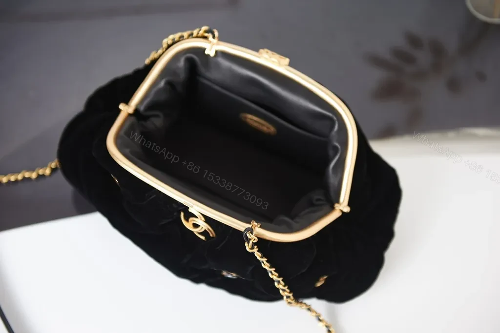 View 3 of Velvet & Gold Chanel-Inspired Clutch: Sophisticated Evening Utility
