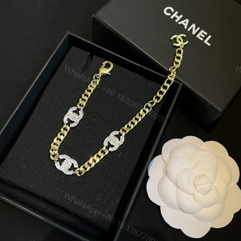 View 4 of Chanel Interlocking Bracelet Gold Silver And Transparent Ab6442 B06011 Nc835