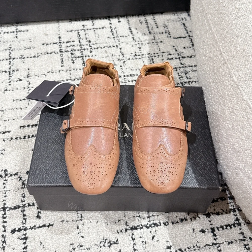 高仿Prada*2EG469D小牛皮懶人鞋棕色免檢版 — view 1