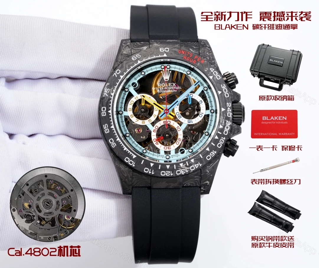 高仿Rolex迪通拿鏤空機械設計高仿計時男錶 — view 1