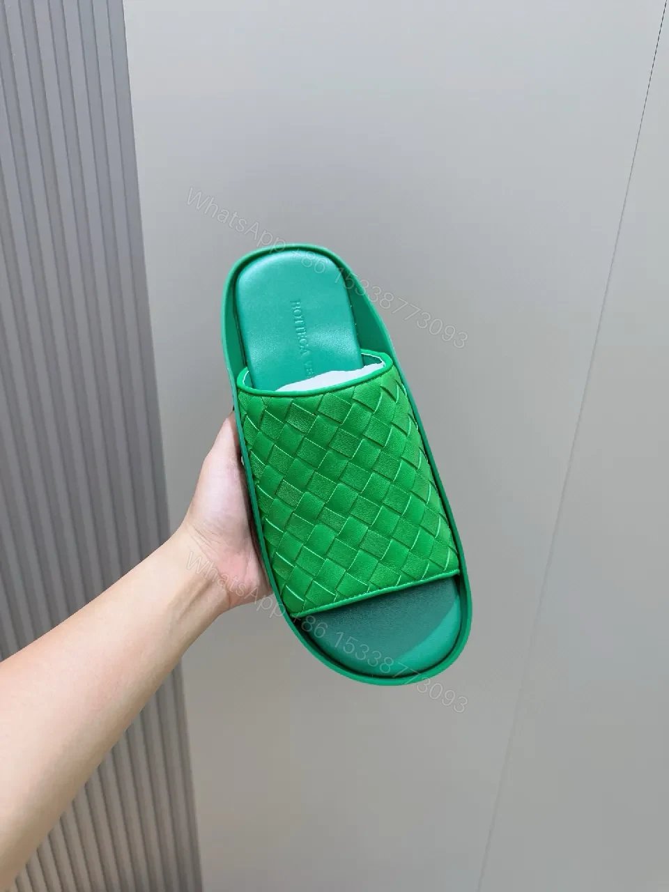 View 7 of Vibrant Green Woven Slide: Lux Everyday Comfort
