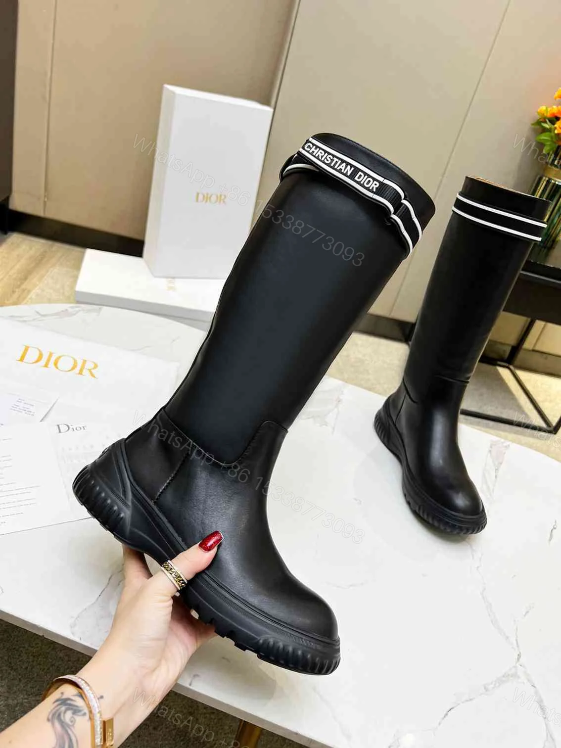 View 7 of DIOR D RACER BOOT CALFSKIN BLACK KDI781VEA S17X