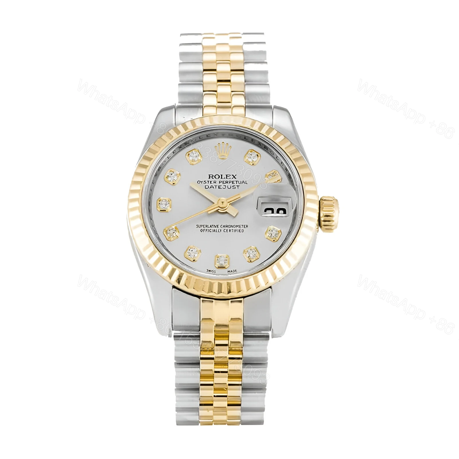 Rolex Datejust 179173 Yellow Gold & Diamond Silver Dial Replica — view 1