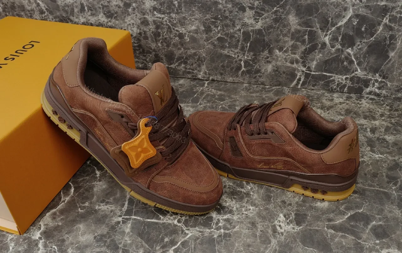 View 6 of Brown Suede Mesh High-Top Sneakers: Subtle Luxury Comfort