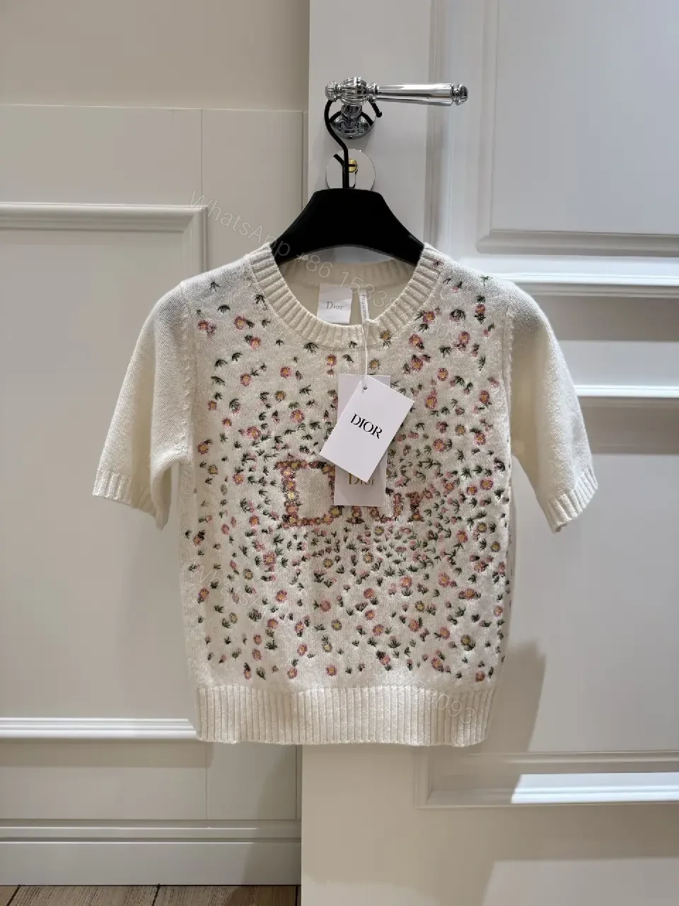 View 7 of Ivory Knit Top: Floral Embroidery Couture Charm
