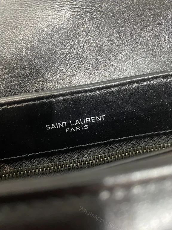 View 6 of Sleek Quilted Crossbody Leather Bag â€” YSL Noir Iconic Luxury