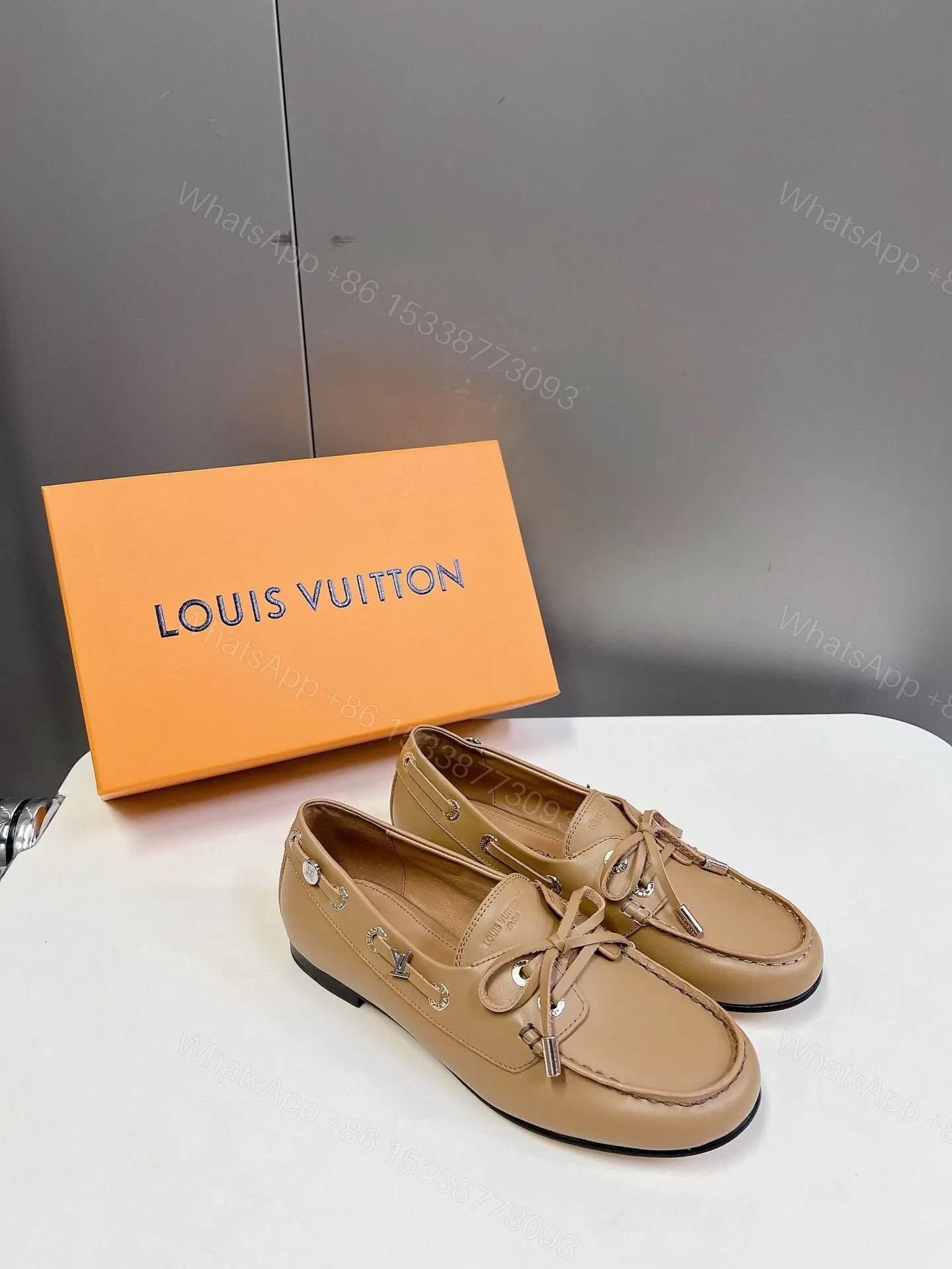 View 3 of LV Women Beige Leather Loafers